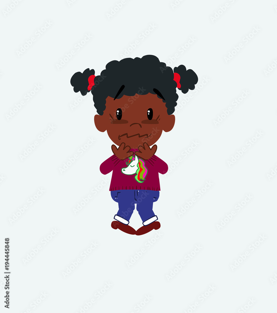 Black girl shrugged in fear. Black girl shrugged in fear.