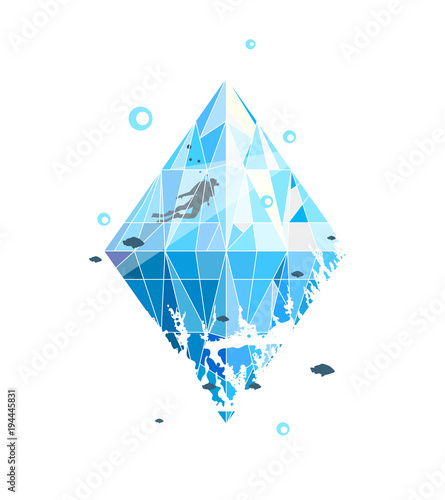 Modern simple design for scuba diving sport. Vector illustration.