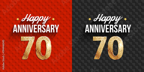 70 years anniversary black and red decorated anniversary cards with golden elements.