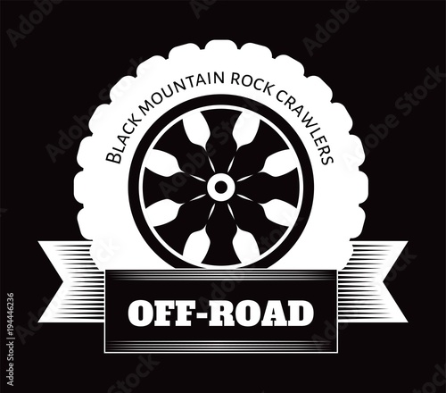 Off-road extreme car or auto drivers club vector wheel tire icon