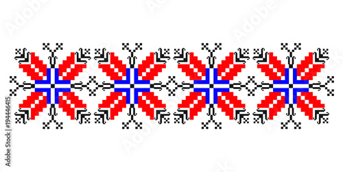 Traditional Romanian folk art knitted embroidery pattern
