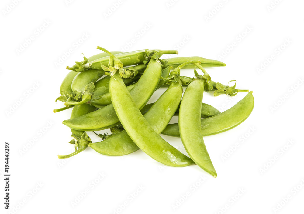 sugar snap peas isolated on white background