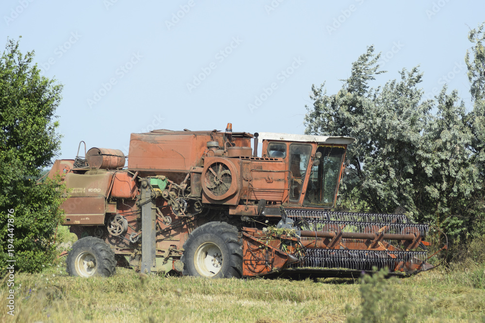Fototapeta premium Combine harvesters. Agricultural machinery.