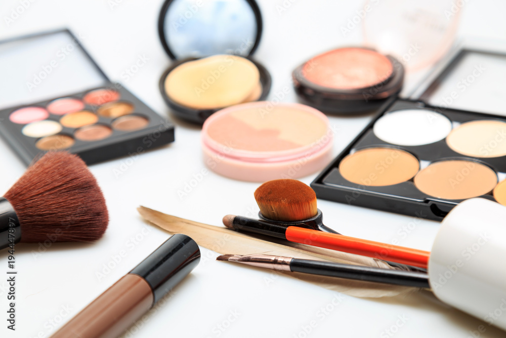 Makeup products white background Makeup products white background