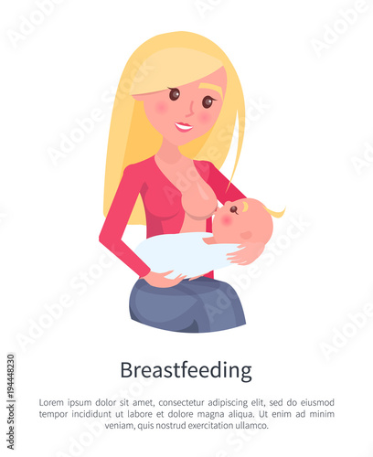 Breastfeeding Poster Blonde Young Mother Feeding
