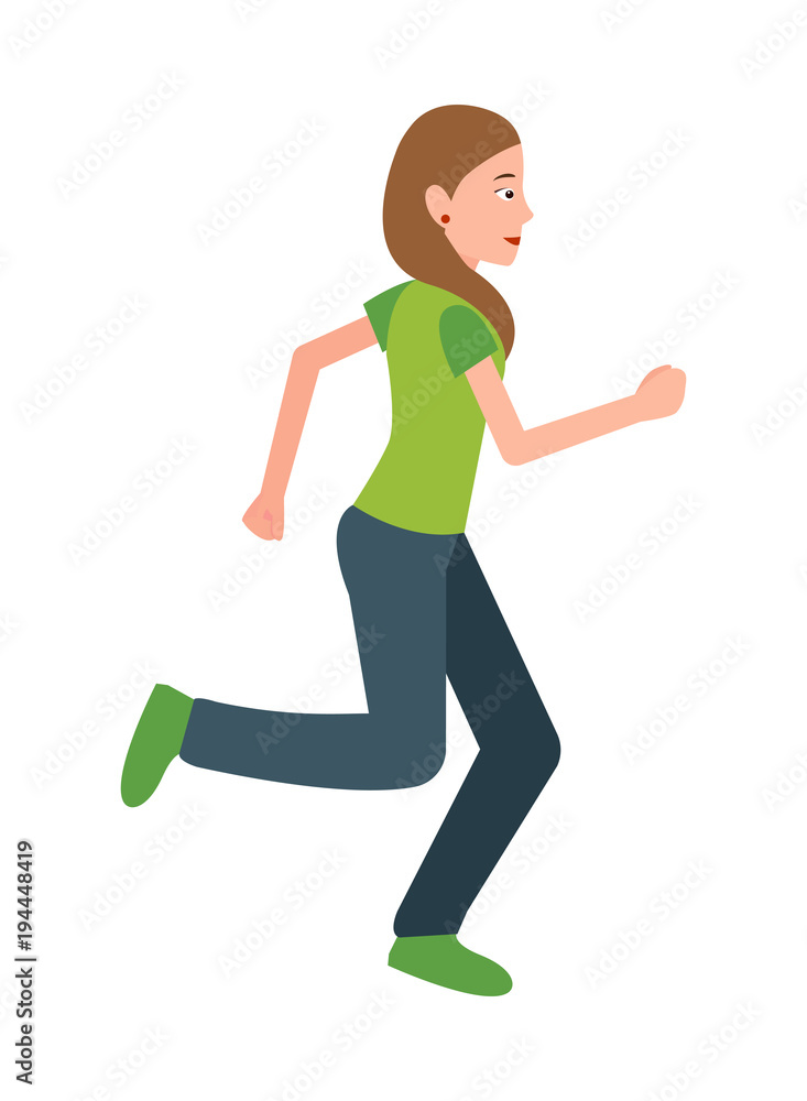 Woman Jogging Vector Teenager in Sport Apparel Woman Jogging Vector Teenager in Sport Apparel