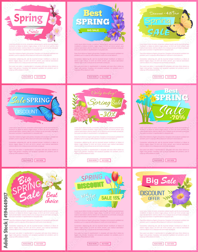 Springtime Blooming Promo Emblems on Landing Pages