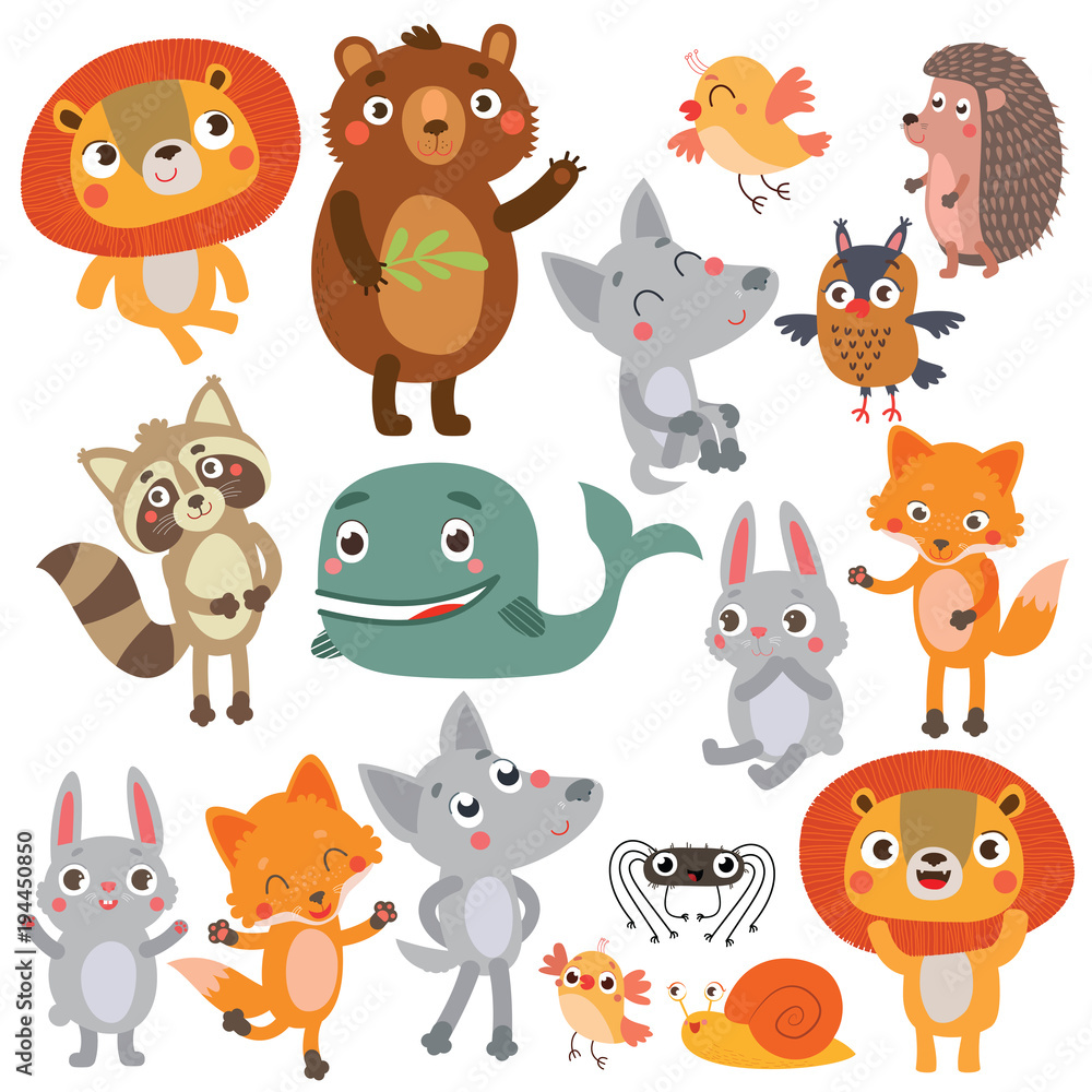 Fototapeta premium funny animals big set