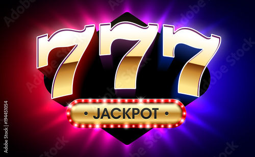 777, lucky sevens jackpot, big win jackpot with triple lucky sevens on bright background, gambling casino games banner