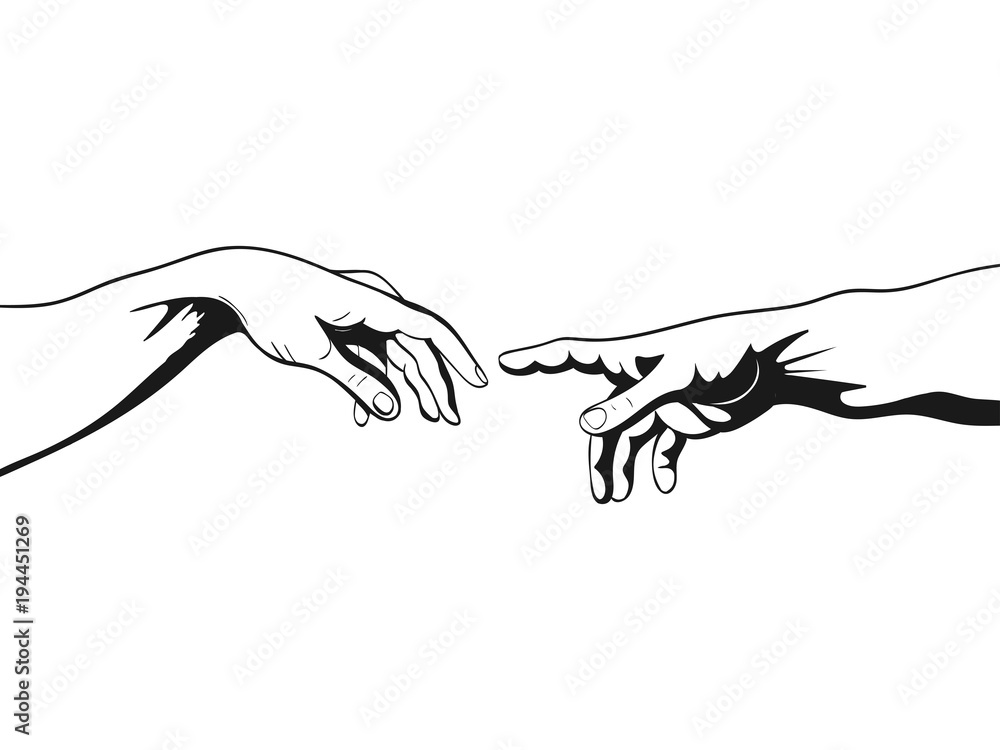 Adam and God hands. Vector illustration Stock Vector | Adobe Stock