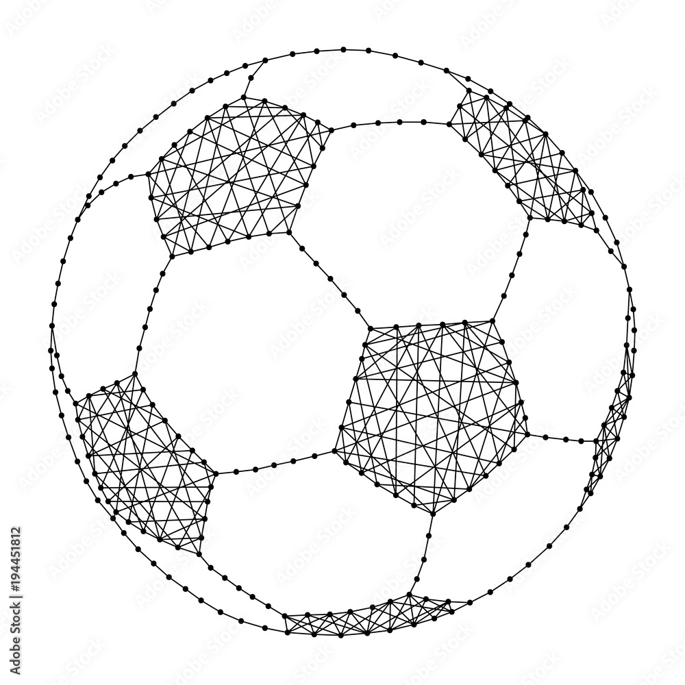 Fototapeta premium football from polygonal black lines and dots of vector illustration