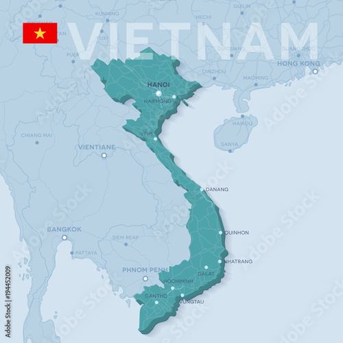 Verctor Map of cities and roads in Vietnam.