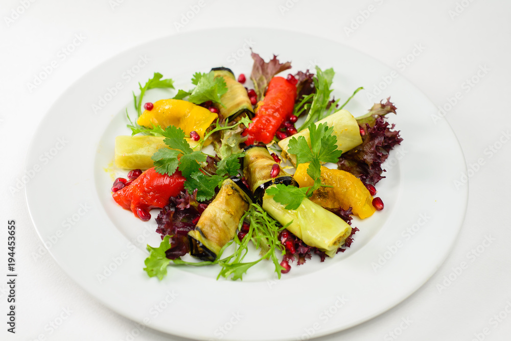 Vegetable dish with pomegranate seeds Vegetable dish with pomegranate seeds