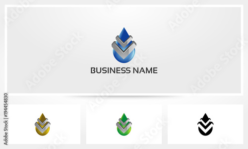Water Drop Oil Petrol Chevron Logo