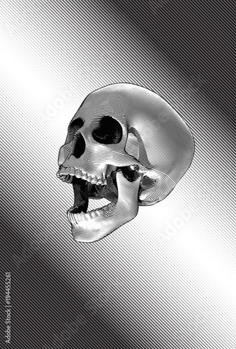 Screaming skull drawing on speed line BG