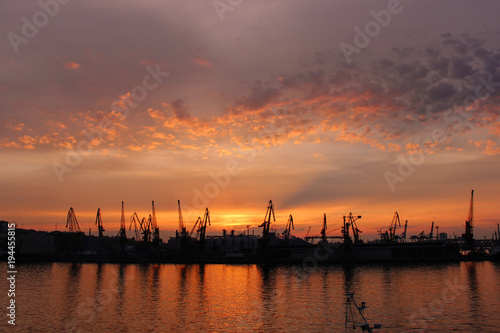 Summer sunset in Odessa port