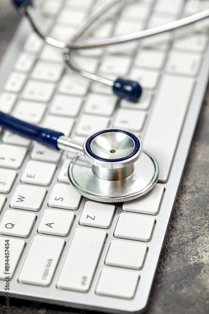 Stethoscope. Checking the heart rate. Medical tool. For your design. Metal. Stethoscope. Checking the heart rate. Medical tool. For your design. Metal.