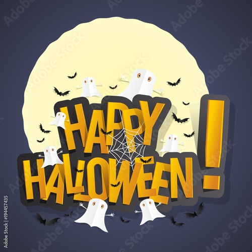 Happy Halloween card design elements on background  vector illustration