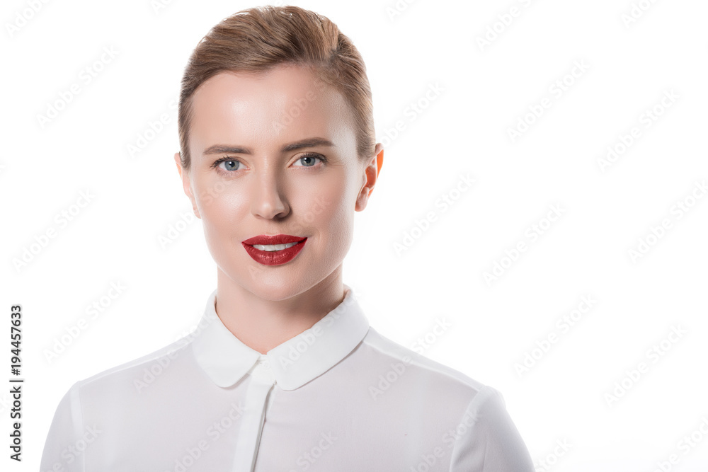 Woman with beautiful make up isolated on white Woman with beautiful make up isolated on white