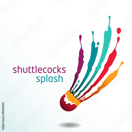 shuttlecocks splash badminton vector