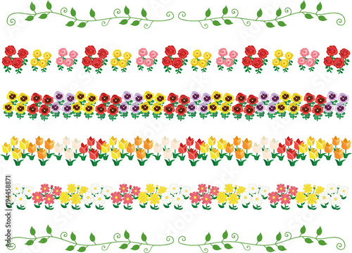 春の花　罫線、ラインセット