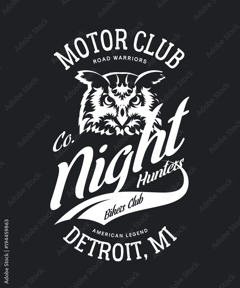 Obraz premium Vintage bikers club t-shirt vector logo on dark background