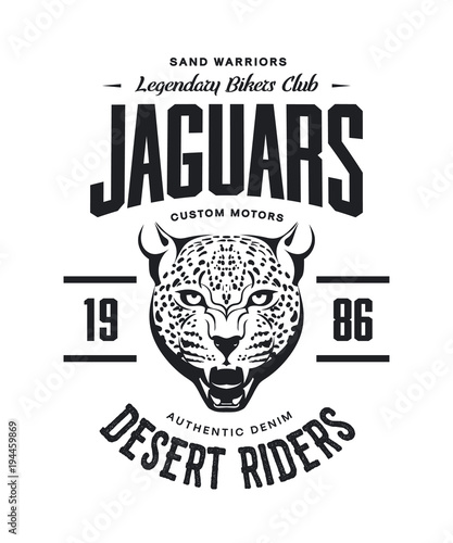 Vintage furious jaguar custom motors club t-shirt vector logo on white background