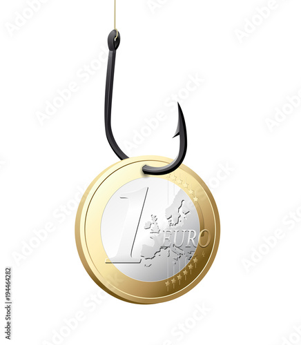 Fishhook business concept - money symbol as trap 