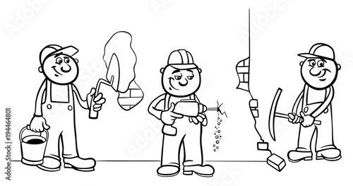 manual workers or builders group color book