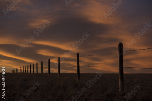 Fence line at sunset