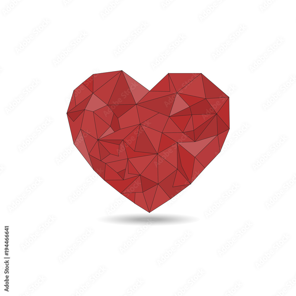 vector collection of polygonal red hearts on white background vector collection of polygonal red hearts on white background