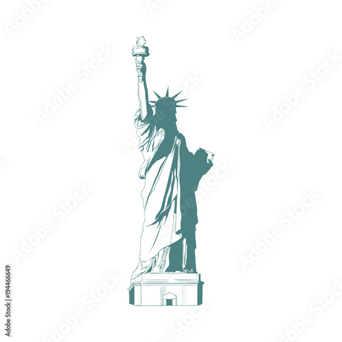 Statue of liberty. Sculpture drawing in New York flat vector illustration EPS 10