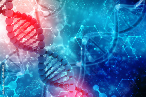 3d render of dna structure, abstract background photo