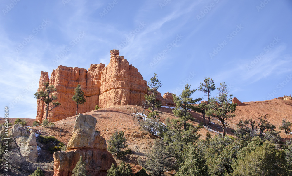 Red Rocks in Bryce Canyon National Park in Winter