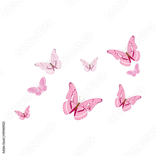 Background with colorful butterflies. Vector.