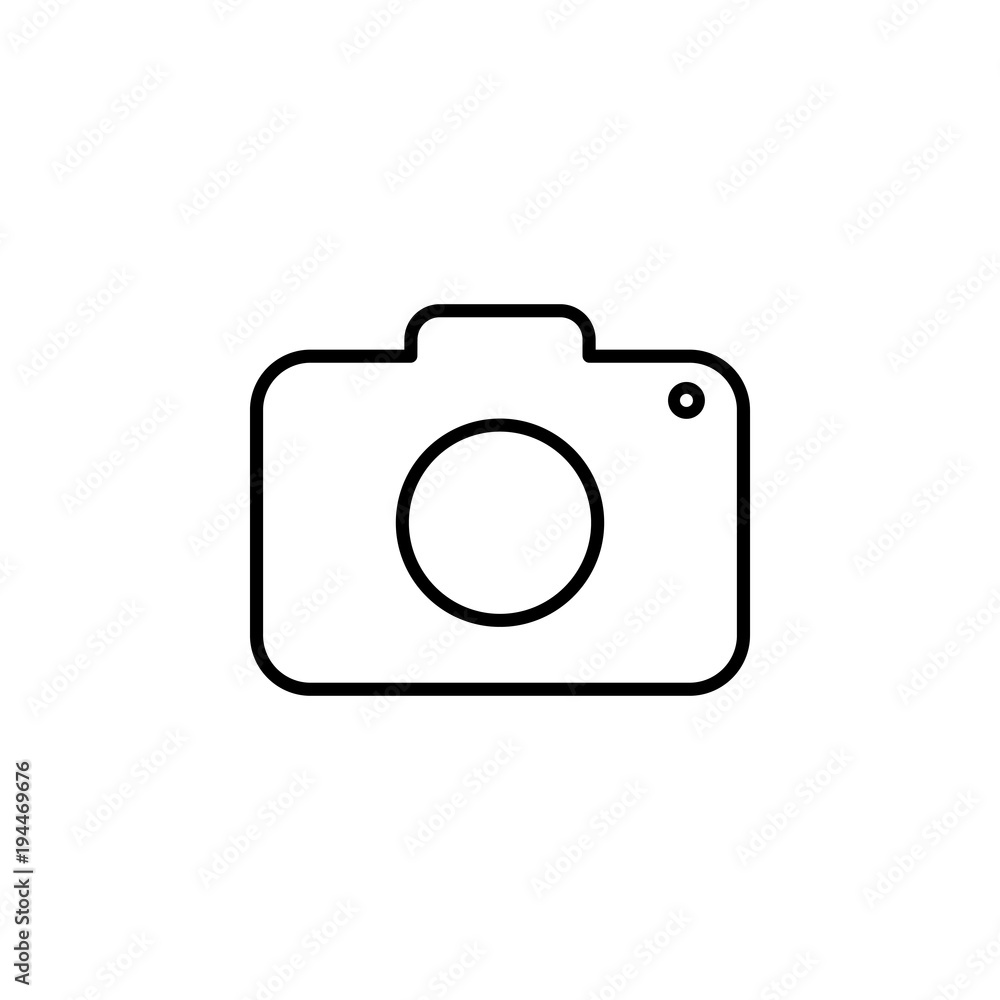 Camera icon. Flat design. Vector illustration. Grey on white background. Camera icon. Flat design. Vector illustration. Grey on white background.