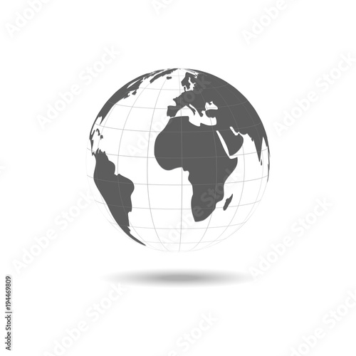 Vector globe icon of the world.