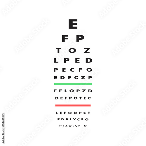 The testing Board for verification of the patient, vector image isolated on white background. Vision test board optometrist