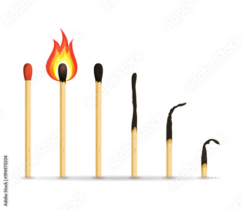 Burning, Lighted And Burnt Matches