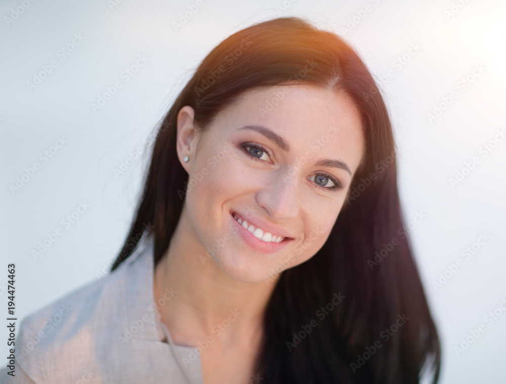 close-up face of a successful young woman. close-up face of a successful young woman.