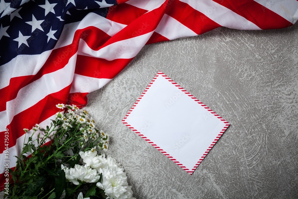 Obraz premium USA flag on grey background