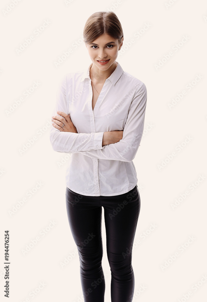 in full growth. portrait of young business lady. i in full growth. portrait of young business lady. i