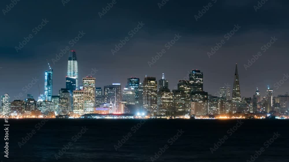 San Francisco Skyline from Treasure Island Time Lapse at Night San Francisco Skyline from Treasure Island Time Lapse at Night