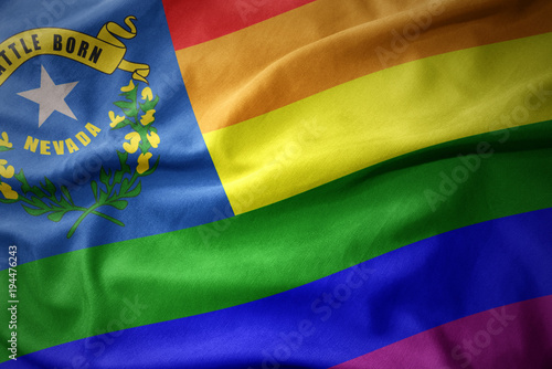 waving nevada state rainbow gay pride flag banner