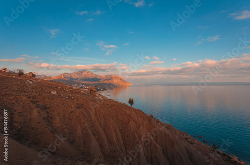 Beautiful coastal sunset landscape. Crimea. Ukraine.