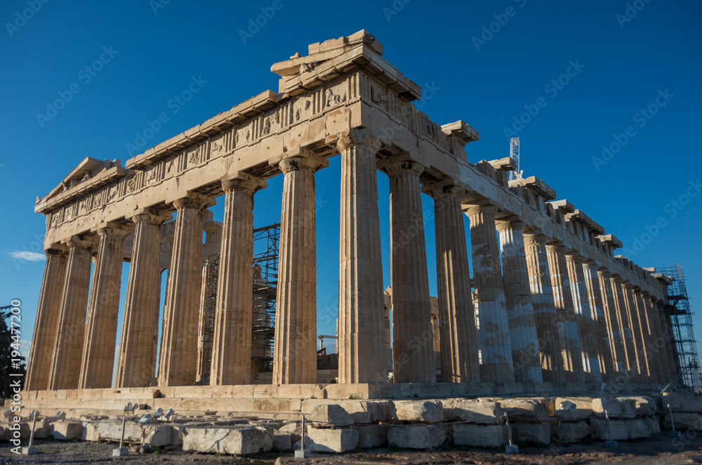 Parthenon temple on a bright day. Acropolis in Athens, Greece Parthenon temple on a bright day. Acropolis in Athens, Greece