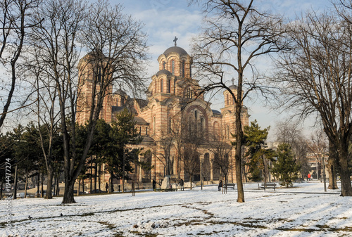 Belgrade capital city of Serbia winter landscape