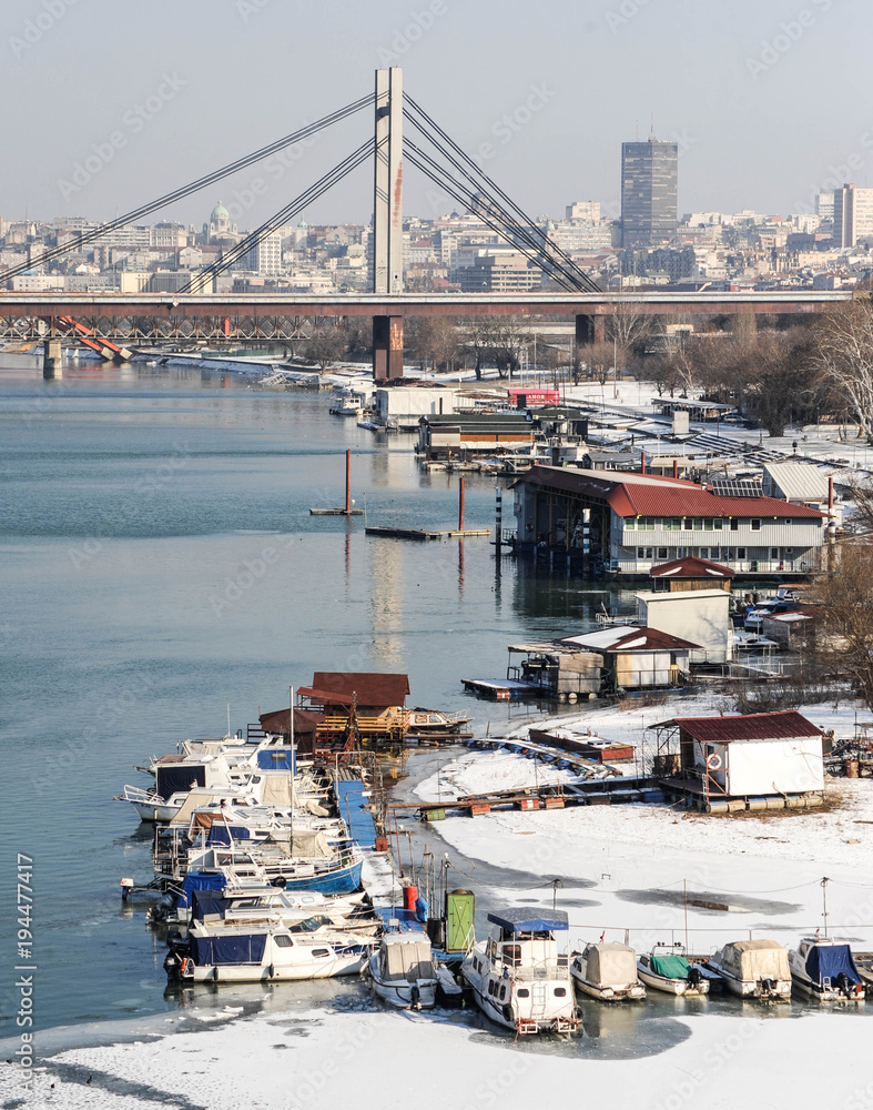 Belgrade capital city of Serbia winter landscape