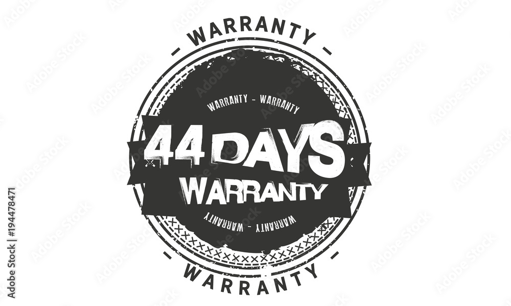 44 days warranty rubber stamp 