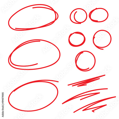 Red Circle Grading Marks with Swoosh Feel - Marking up Papers